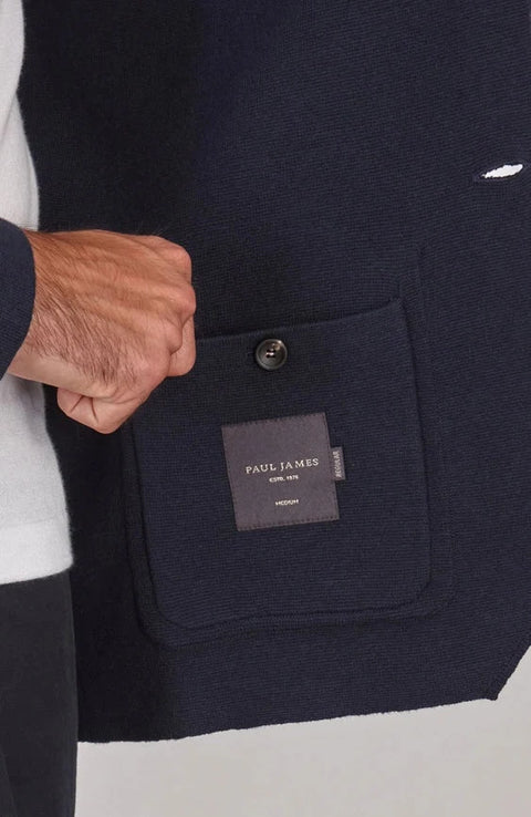Mens Lightweight Organic Cotton Linen Knitted Blazer Navy and Black