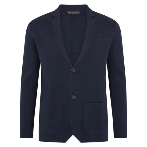 Mens Lightweight Organic Cotton Linen Knitted Blazer Navy and Black