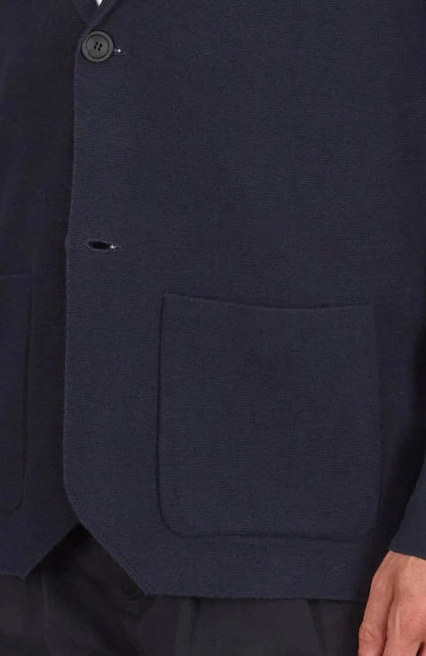 Mens Lightweight Organic Cotton Linen Knitted Blazer Navy and Black
