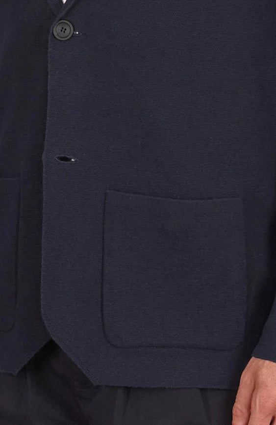 Mens Lightweight Organic Cotton Linen Knitted Blazer Navy and Black