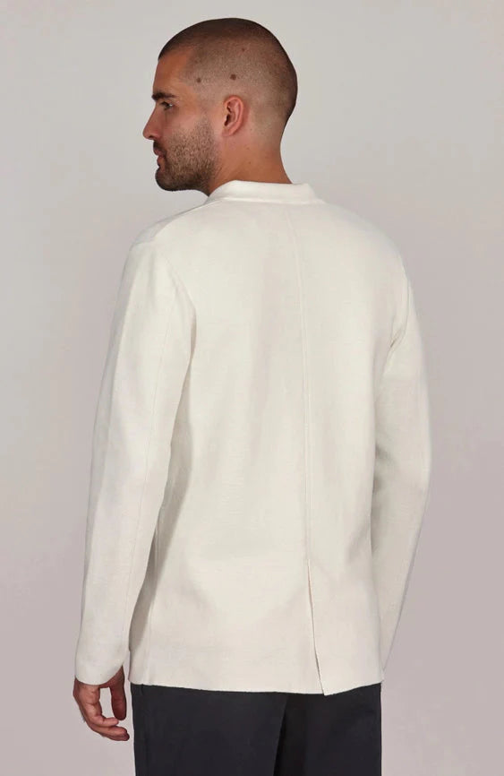 Mens Lightweight Organic Cotton Linen Knitted Blazer  Off White
