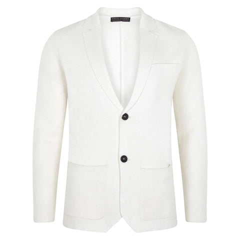 Mens Lightweight Organic Cotton Linen Knitted Blazer  Off White