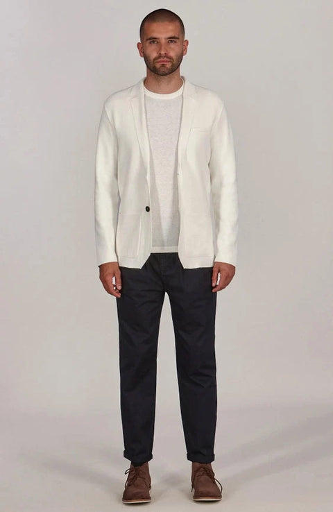 Mens Lightweight Organic Cotton Linen Knitted Blazer  Off White