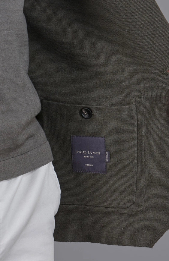 Mens Lightweight Organic Cotton Linen Knitted Blazer Olive