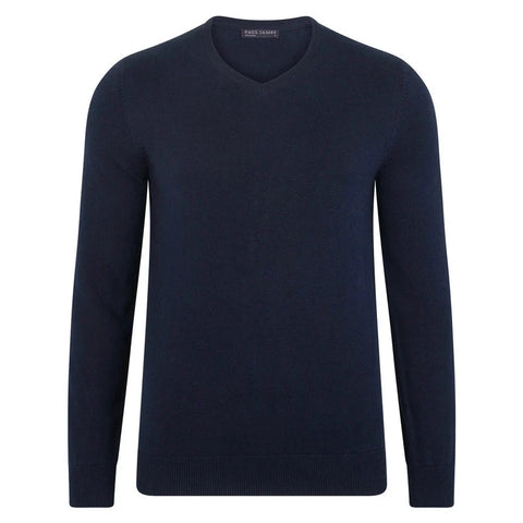 Mens Lighweight Cotton V-Neck Jumper