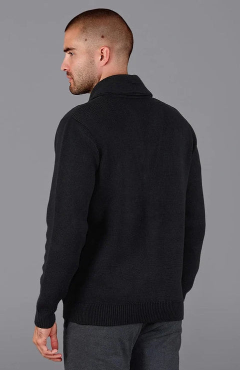 Mens Midweight 100% Cotton Shawl Collar Cardigan Black