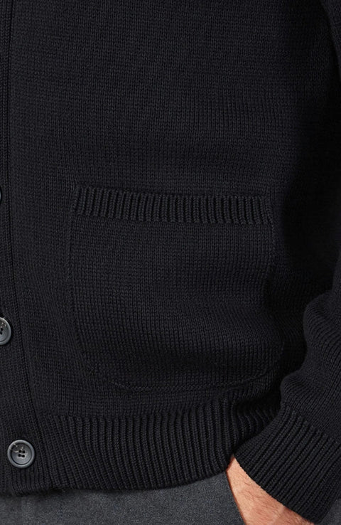 Mens Midweight 100% Cotton Shawl Collar Cardigan Black