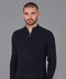 Mens Midweight Cotton Cable Zip Neck Jumper Navy