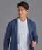 Mens Midweight Cotton Deconstructed Knitted Blazer  Blue Melange
