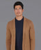 Mens Midweight Cotton Deconstructed Knitted Blazer Camel