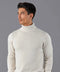 Mens Midweight Cotton Fitted Submariner Roll Neck Jumper Ecru