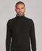 Mens Midweight Cotton Ribbed Roll Neck Jumper Black