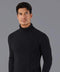 Mens Midweight Cotton Roll Neck Cable Jumper Black