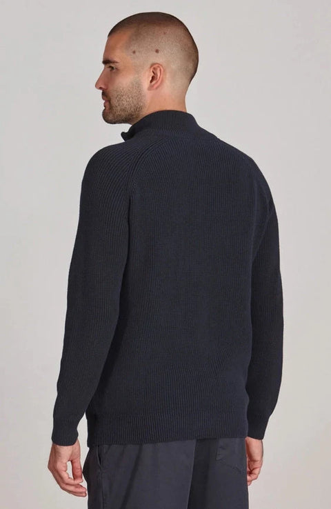 Mens Midweight Cotton Zip Neck Jumper Navy
