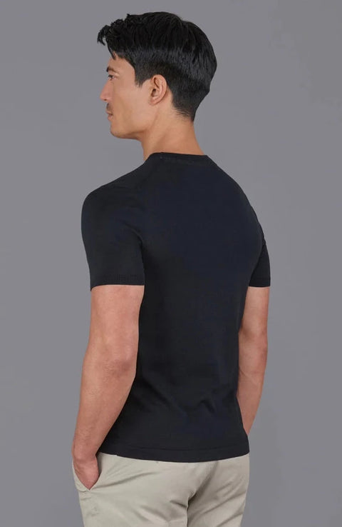 Mens Superfine Mercerised Cotton Knitted T-Shirt Black