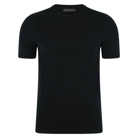 Mens Superfine Mercerised Cotton Knitted T-Shirt Black