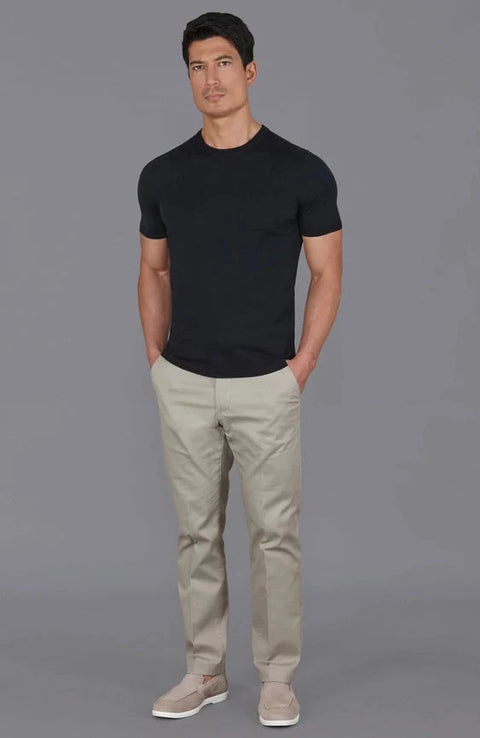 Mens Superfine Mercerised Cotton Knitted T-Shirt Black