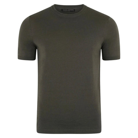 Mens Superfine Mercerised Cotton Knitted T-Shirt Charcoal