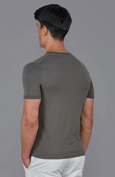 Mens Superfine Mercerised Cotton Knitted T-Shirt Charcoal