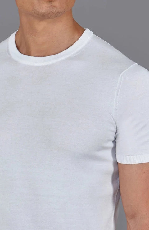 Mens Superfine Mercerised Cotton Knitted T-Shirt White