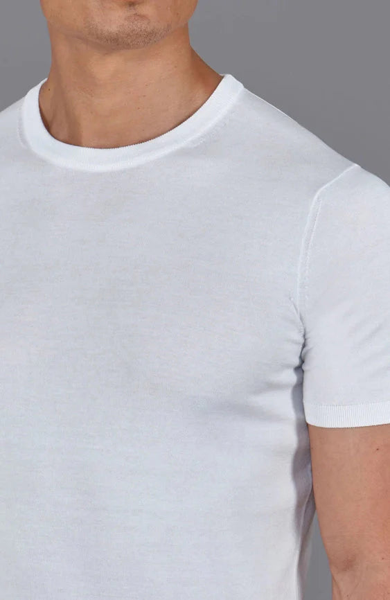 Mens Superfine Mercerised Cotton Knitted T-Shirt White