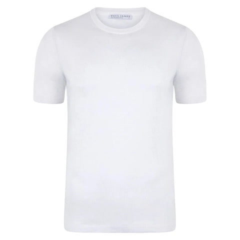 Mens Superfine Mercerised Cotton Knitted T-Shirt White