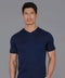 Mens Superfine Mercerised Cotton V Neck Knitted T-Shirt Navy