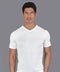 Mens Superfine Mercerised Cotton V Neck Knitted T-Shirt White