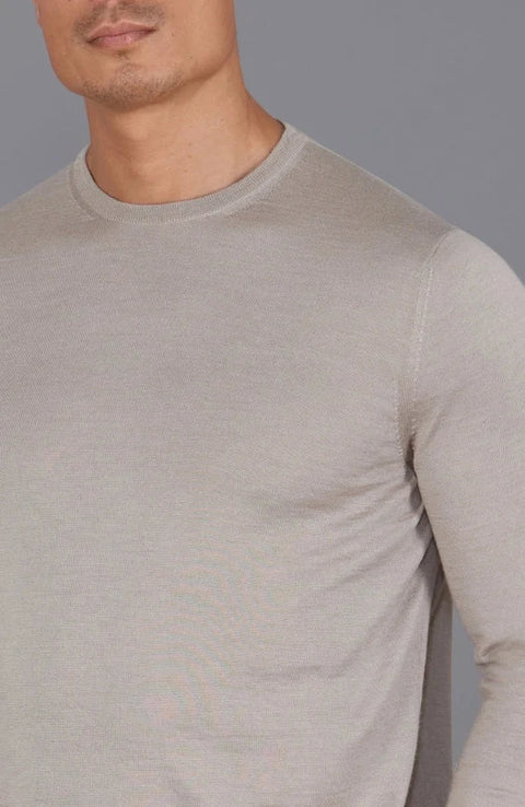 Mens Superfine Merino Silk Crew Neck Jumper