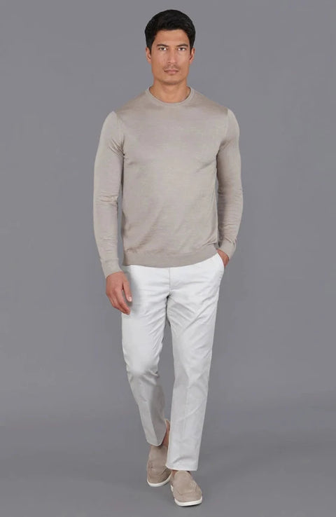 Mens Superfine Merino Silk Crew Neck Jumper