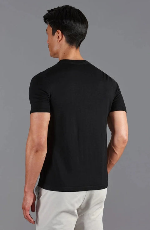 Mens Superfine Merino Wool Knitted T-Shirt Black