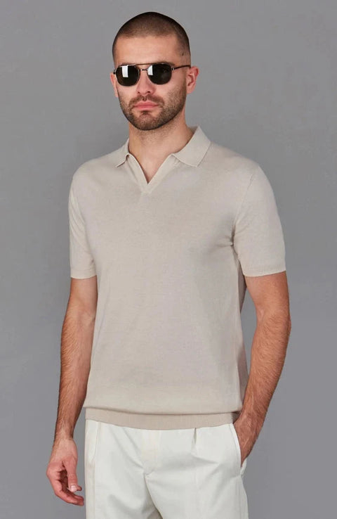 Mens Ultra Fine Cotton Buttonless Polo Shirt Birch