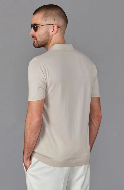 Mens Ultra Fine Cotton Buttonless Polo Shirt Birch