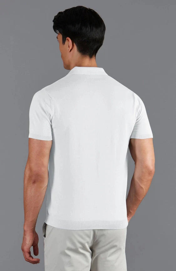 Mens Ultra Fine Cotton Buttonless Polo Shirt White