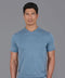 Mens Ultra Fine Cotton High V Neck Knitted T-Shirt Bluestone