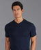 Mens Ultra Fine Cotton High V Neck Knitted T-Shirt Navy