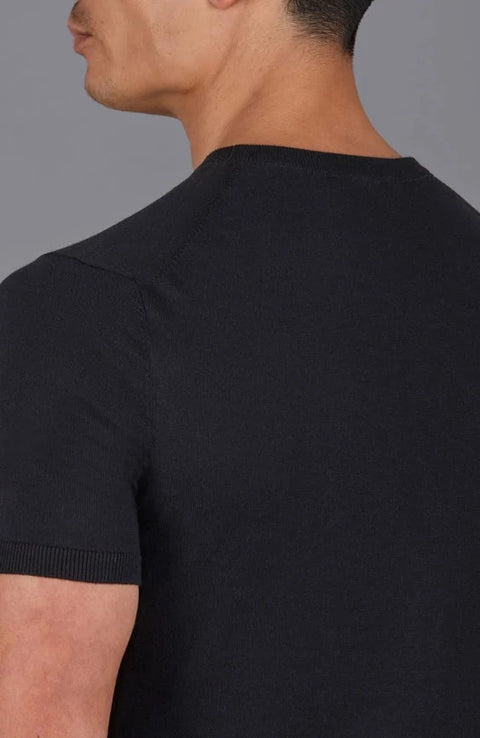 Mens Ultra Fine Cotton Knitted Pocket T-Shirt Black