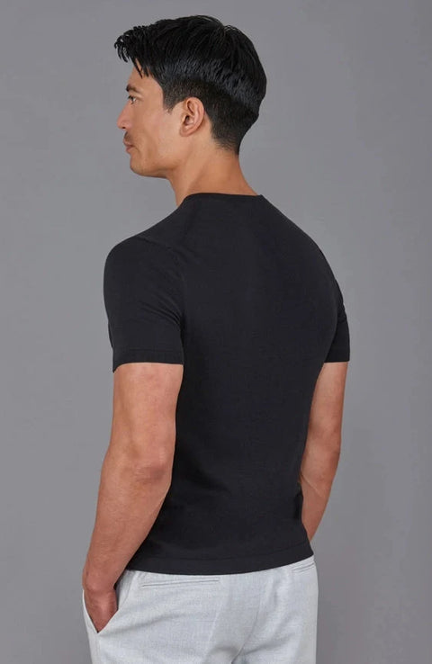 Mens Ultra Fine Cotton Knitted Pocket T-Shirt Black