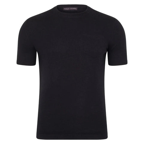 Mens Ultra Fine Cotton Knitted Pocket T-Shirt Black