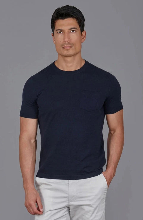 Mens Ultra Fine Cotton Knitted Pocket T-Shirt Navy