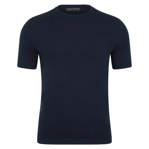 Mens Ultra Fine Cotton Knitted Pocket T-Shirt Navy