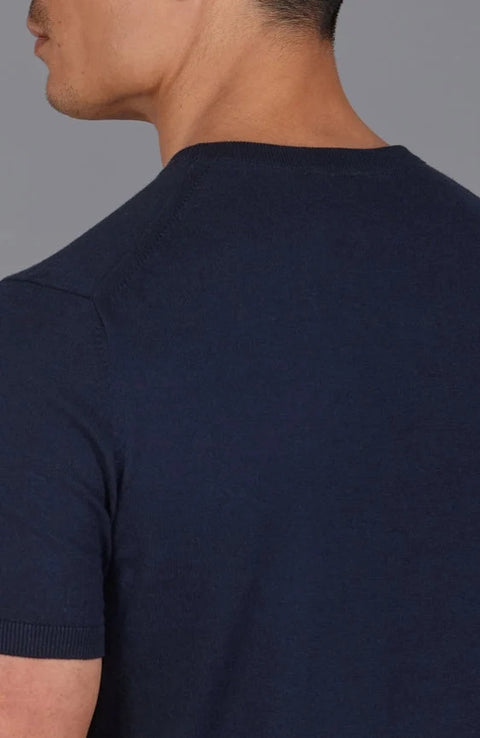 Mens Ultra Fine Cotton Knitted Pocket T-Shirt Navy