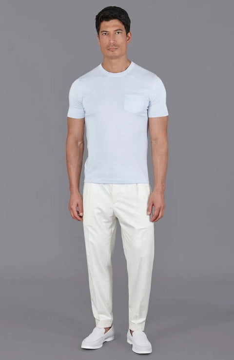 Mens Ultra Fine Cotton Knitted Pocket T-Shirt Pale Blue
