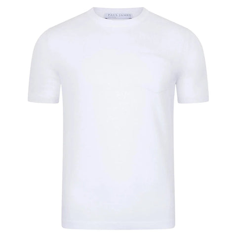 Mens Ultra Fine Cotton Knitted Pocket T-Shirt White