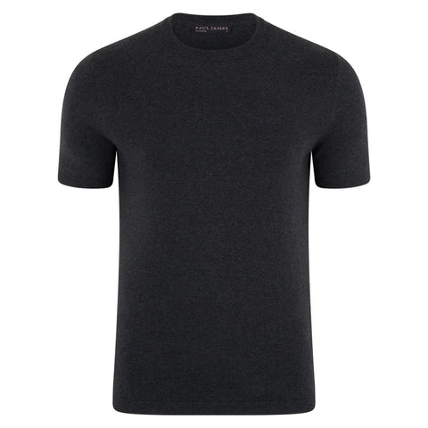 Mens Ultra Fine Cotton Knitted T-Shirt  Anthracite