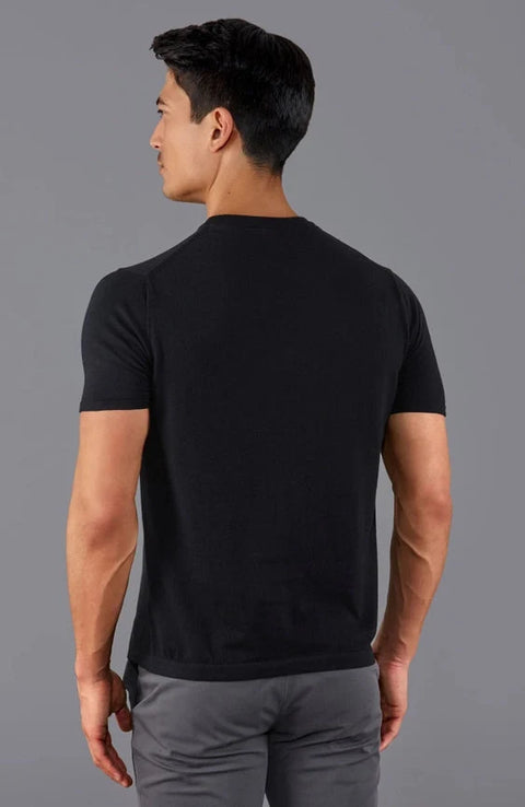 Mens Ultra Fine Cotton Knitted T-Shirt  Black