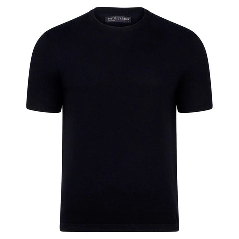 Mens Ultra Fine Cotton Knitted T-Shirt  Black