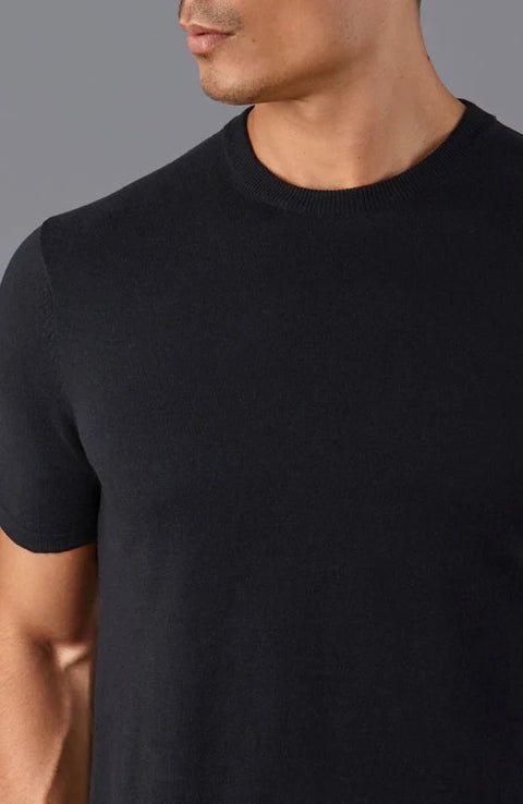 Mens Ultra Fine Cotton Knitted T-Shirt  Black