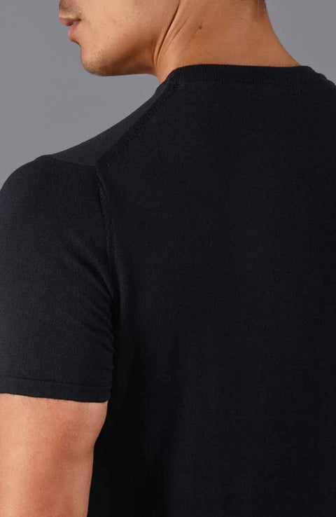 Mens Ultra Fine Cotton Knitted T-Shirt  Black