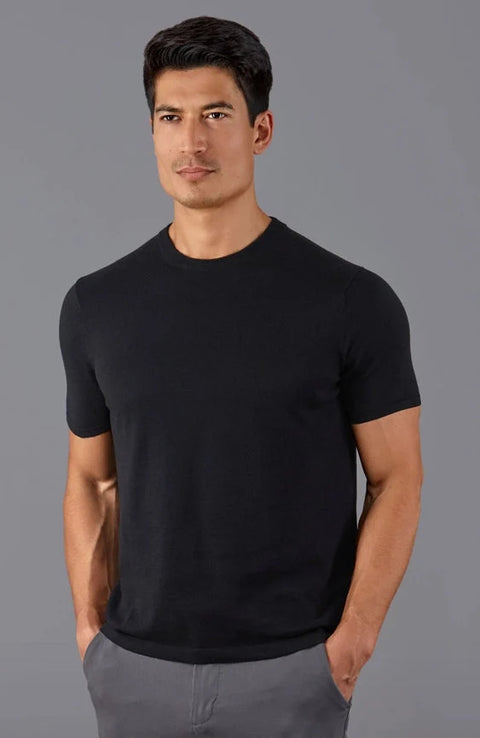 Mens Ultra Fine Cotton Knitted T-Shirt  Black